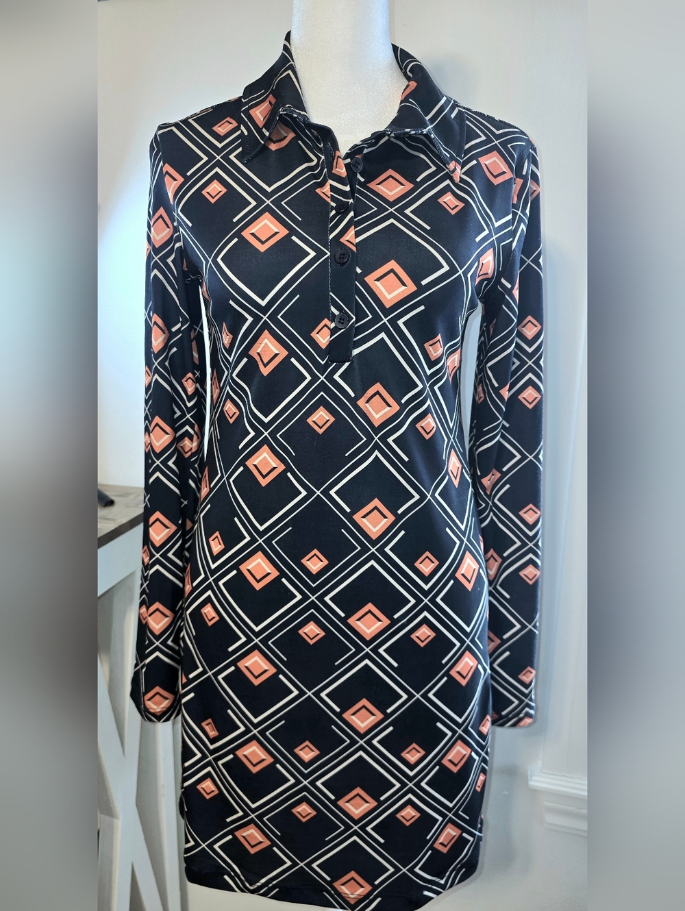 ZARA NWT Geometric Printed Tunic Mini Dress Women's Size Small - Picture 2 of 10